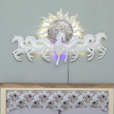 White-Lucky-Horses-Running-Metal-Wall-Art-Rajasthani-Handicrafts