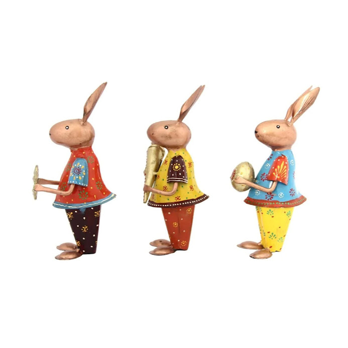 Colorful-Rabbits -Metal-Figurine-Set-Three