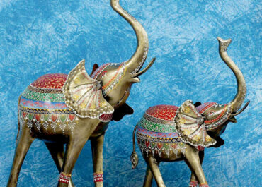 Handcrafted-Ecstatic-Elephant-Animal-Figurine-Showpiece-Set-Two