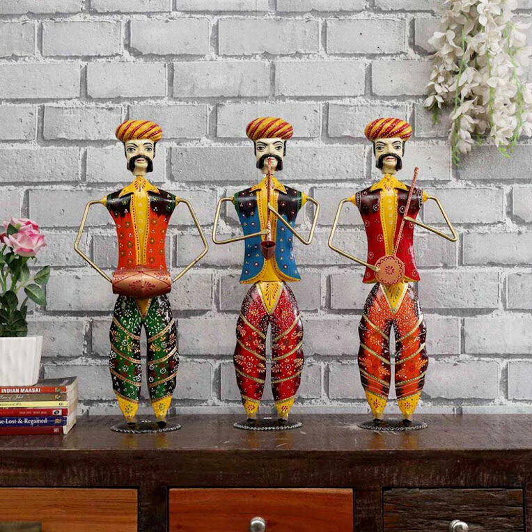 Indian-Musician-Rajasthani-Art-Human-Figurines-Set-Three