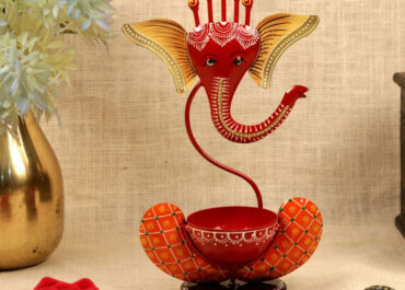 Iron-Painted-Ganesha-Tea-Light-Red