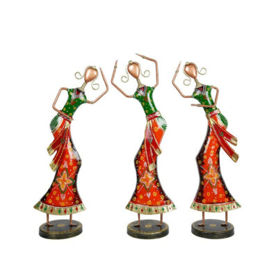 Lady-Farmer-Antique-Motif-Metal-Figurine-Set