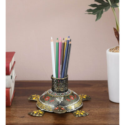 Metal-Multi-colour-Hand-Painted0Tortoise-Pen-Stand