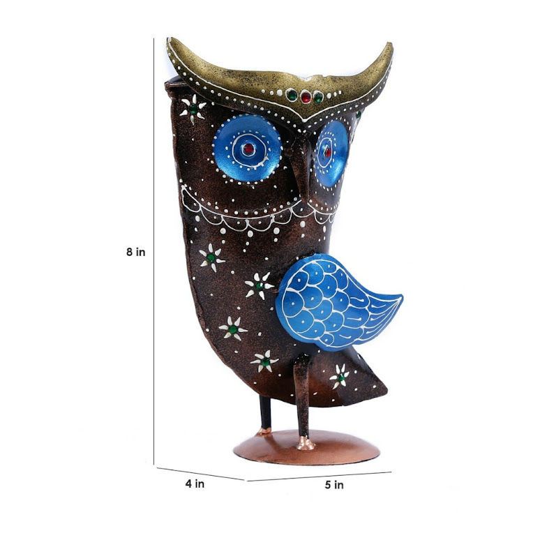 Multi-Color-Iron-Owl-Showpiece