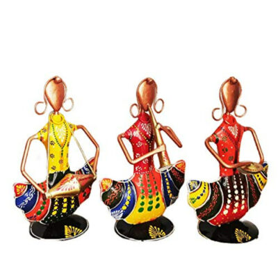 Multicolour-Iron-Metal-Painted-Sitting-Doll-Mini-Human-Figurine-Set-Three