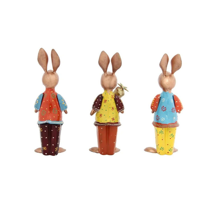 Playing-Colorful-Rabbits-Metal-Figurine-Set