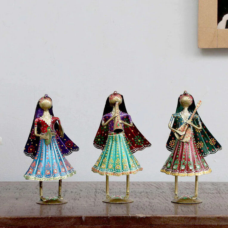 Tribal-Lady-Musicians-Mini-Human-Figurines-Showpiece-Set-Three