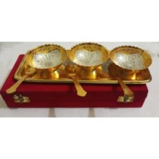 Gold-Plated-Brass-three-Bowls-Tray-Set