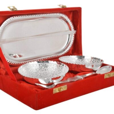 Silver-Plated-Brass-Bowls-with-Tray-Set