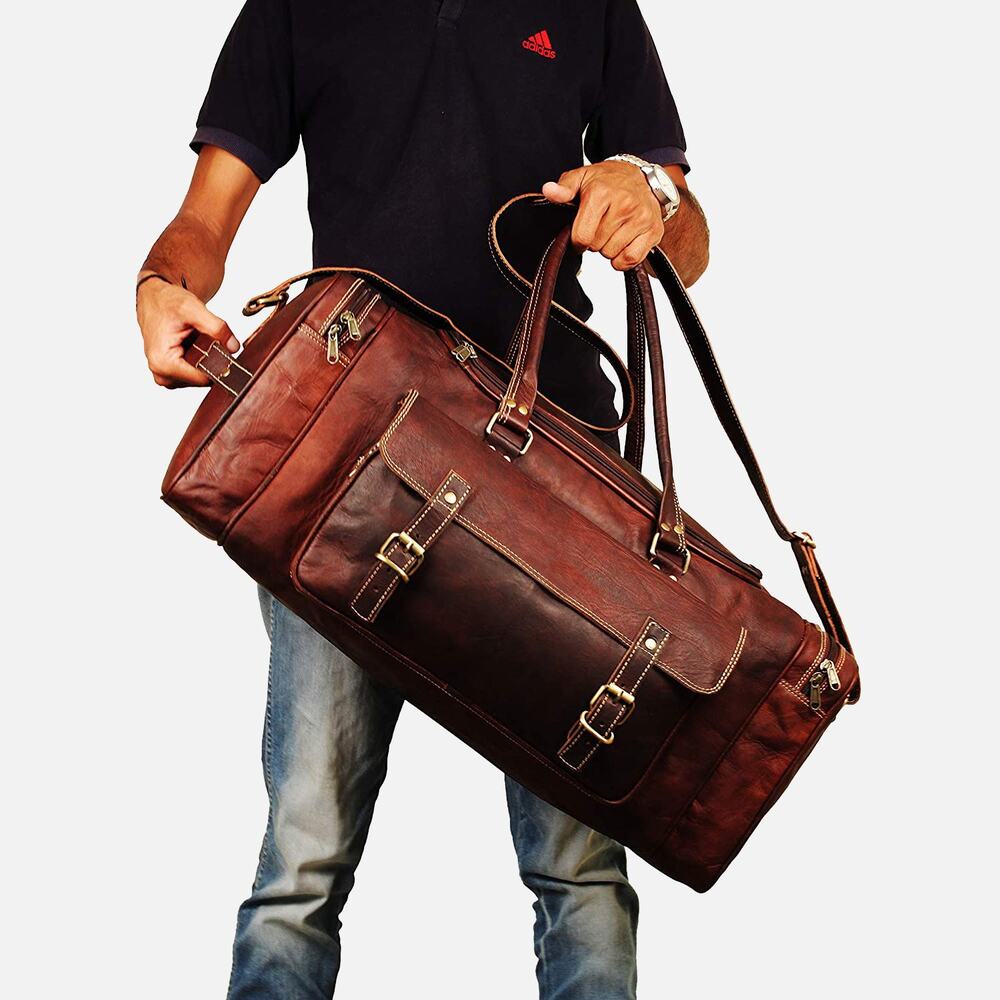 Leather-Travel-Weekender-Duffel Bag-Men-Women