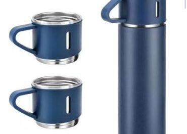Stainless Steel Vacuum Flask Set with Two Cups