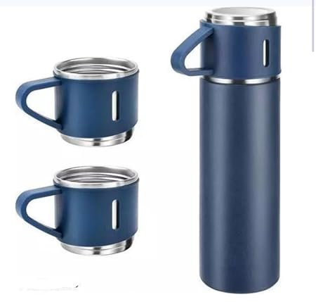 Stainless Steel Vacuum Flask Set with Two Cups